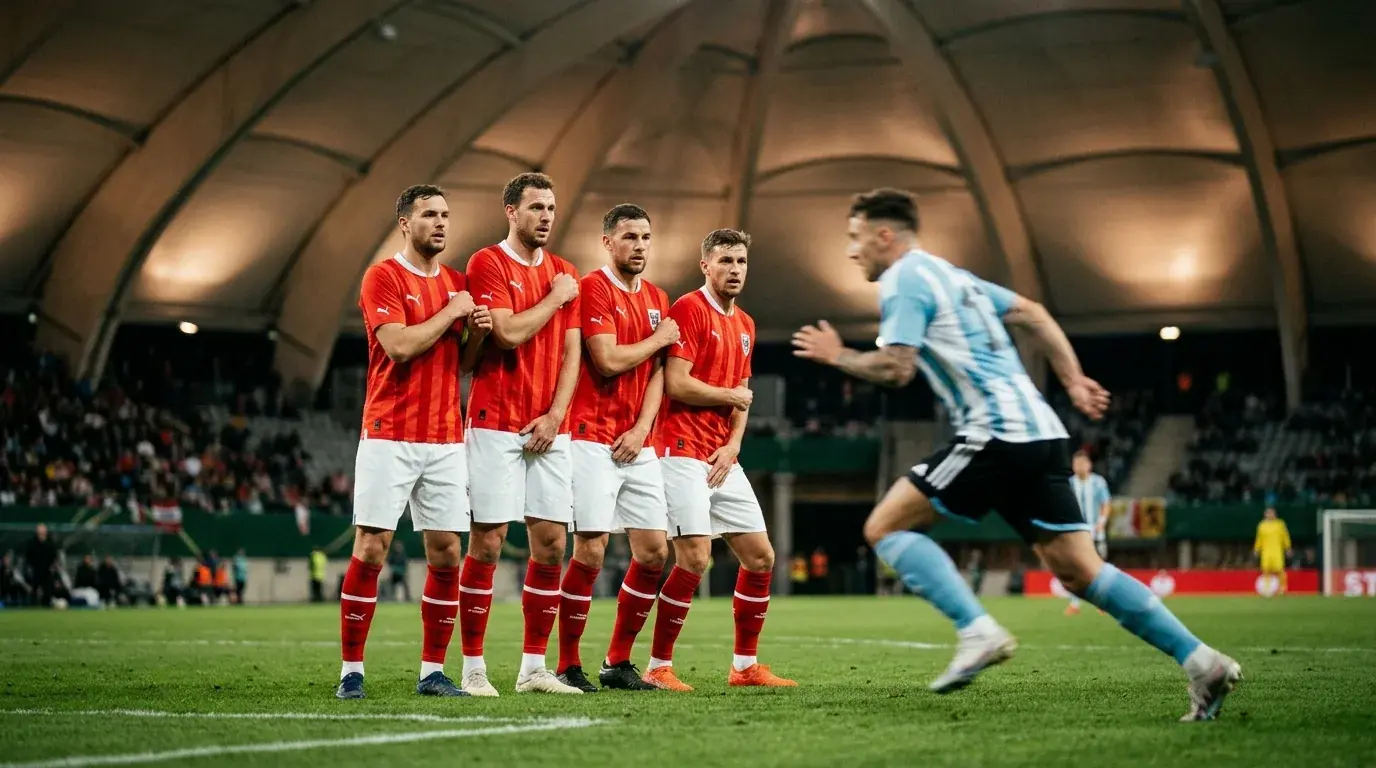 Az osztrák válogatott védekező alakzatban Argentína ellen