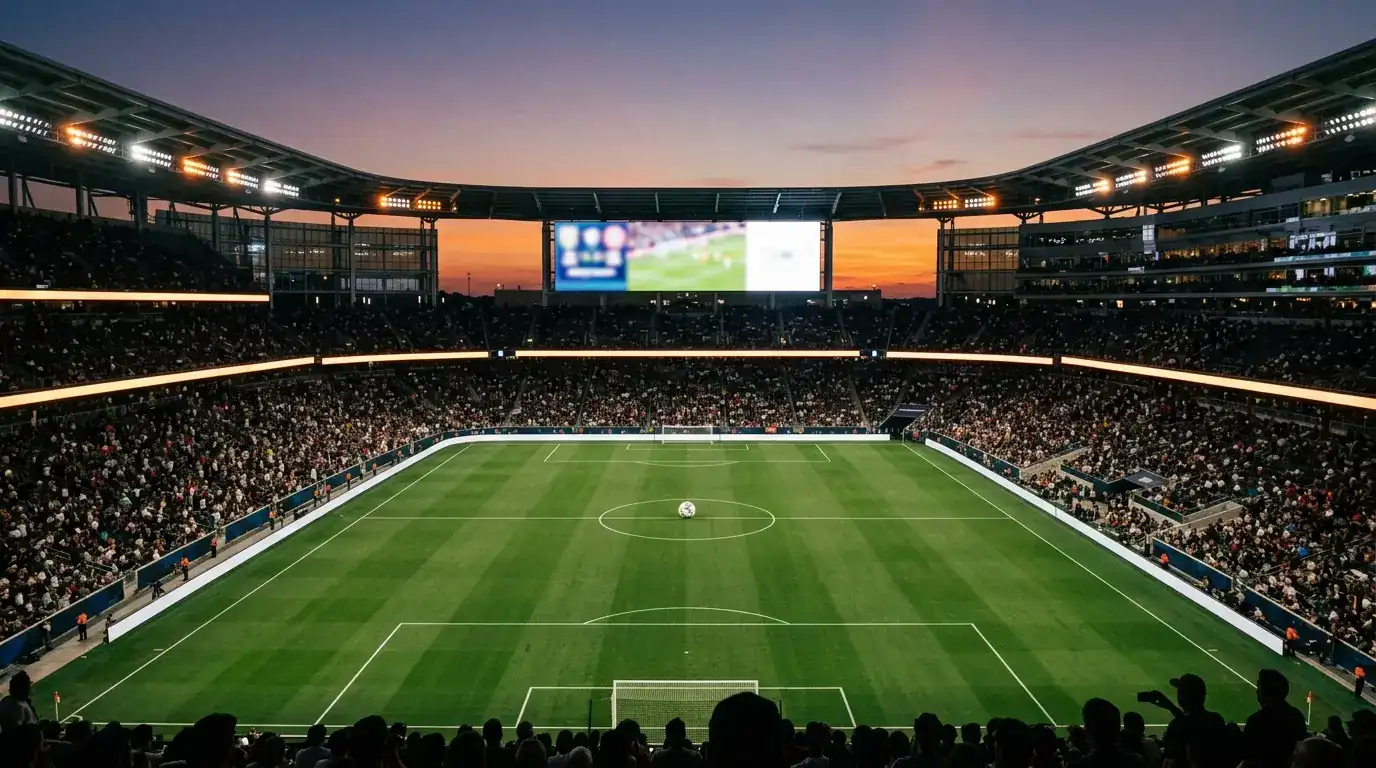 Hangulatkép a 2026-os világbajnokság stadionjából a meccs előtti percekben